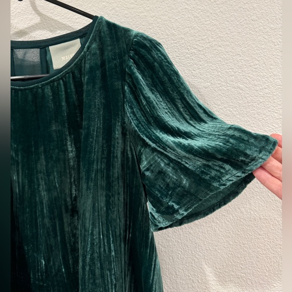 Anthropologie Maeve Green Gem Velvet Oversized Short Sleeve Blouse Top Size S - Picture 6 of 14